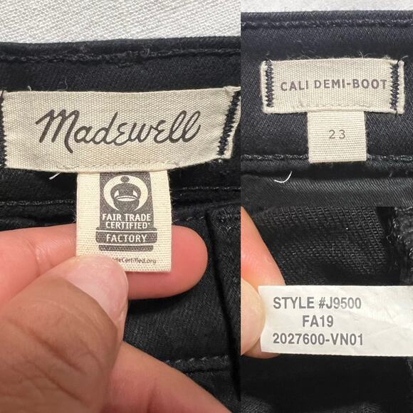 Madewell Women Cali Demi-Boot Jeans in Black Frost: TENCEL Denim Edition Size 23 - Picture 11 of 11